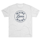 The Beacon Tee in Heather White / Navy Logo