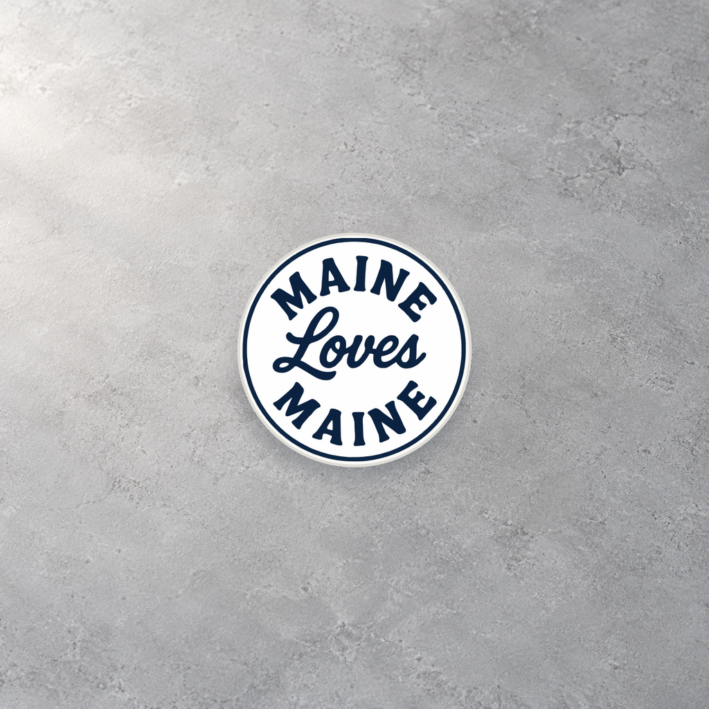 Little Sticker, Big Pride navy circle logo sticker product flat lay