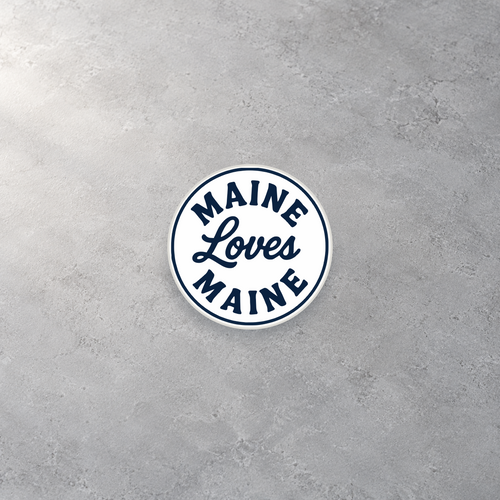 Little Sticker, Big Pride navy circle logo sticker product flat lay