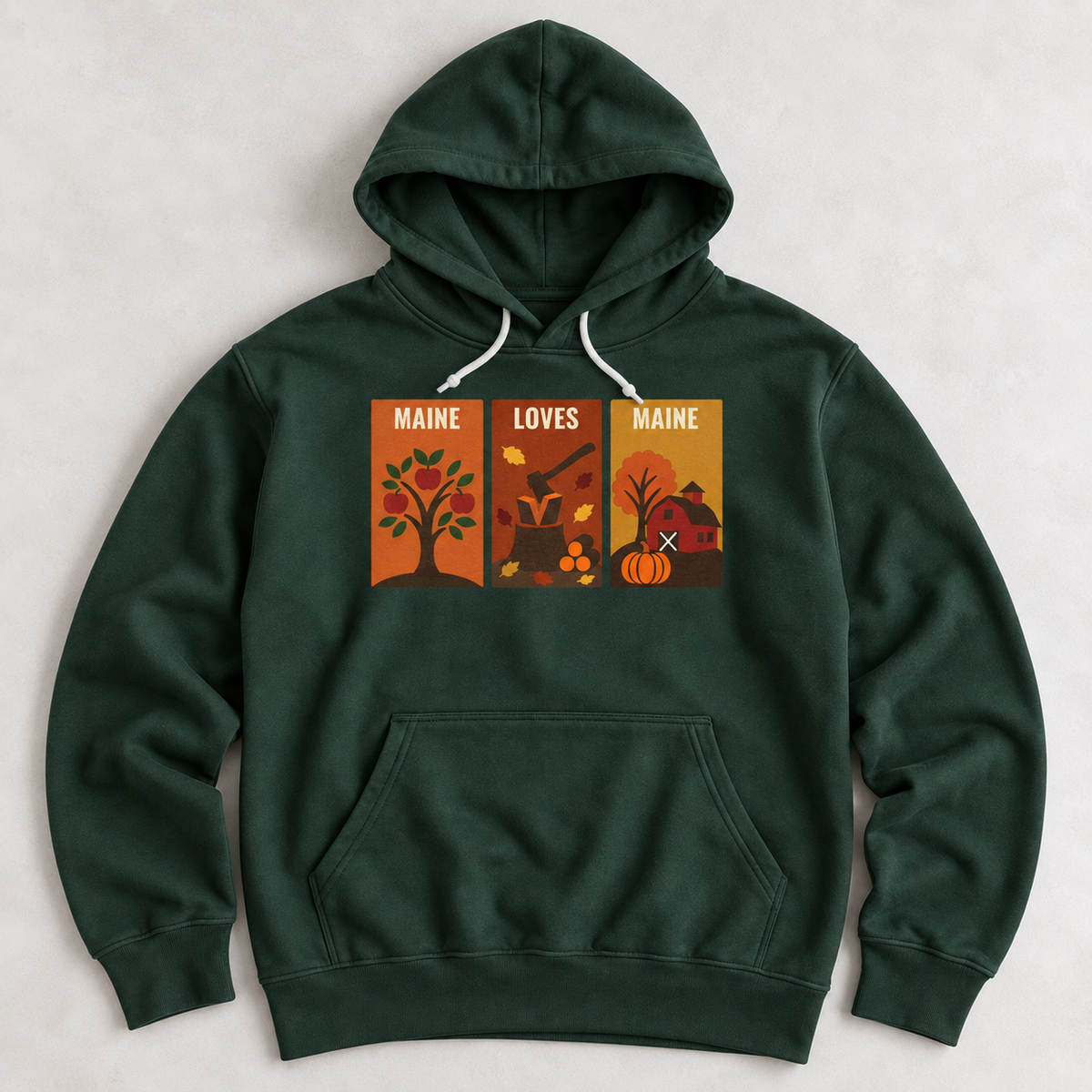 Windowpanes of Autumn Hoodie in Forest Green product flat lay