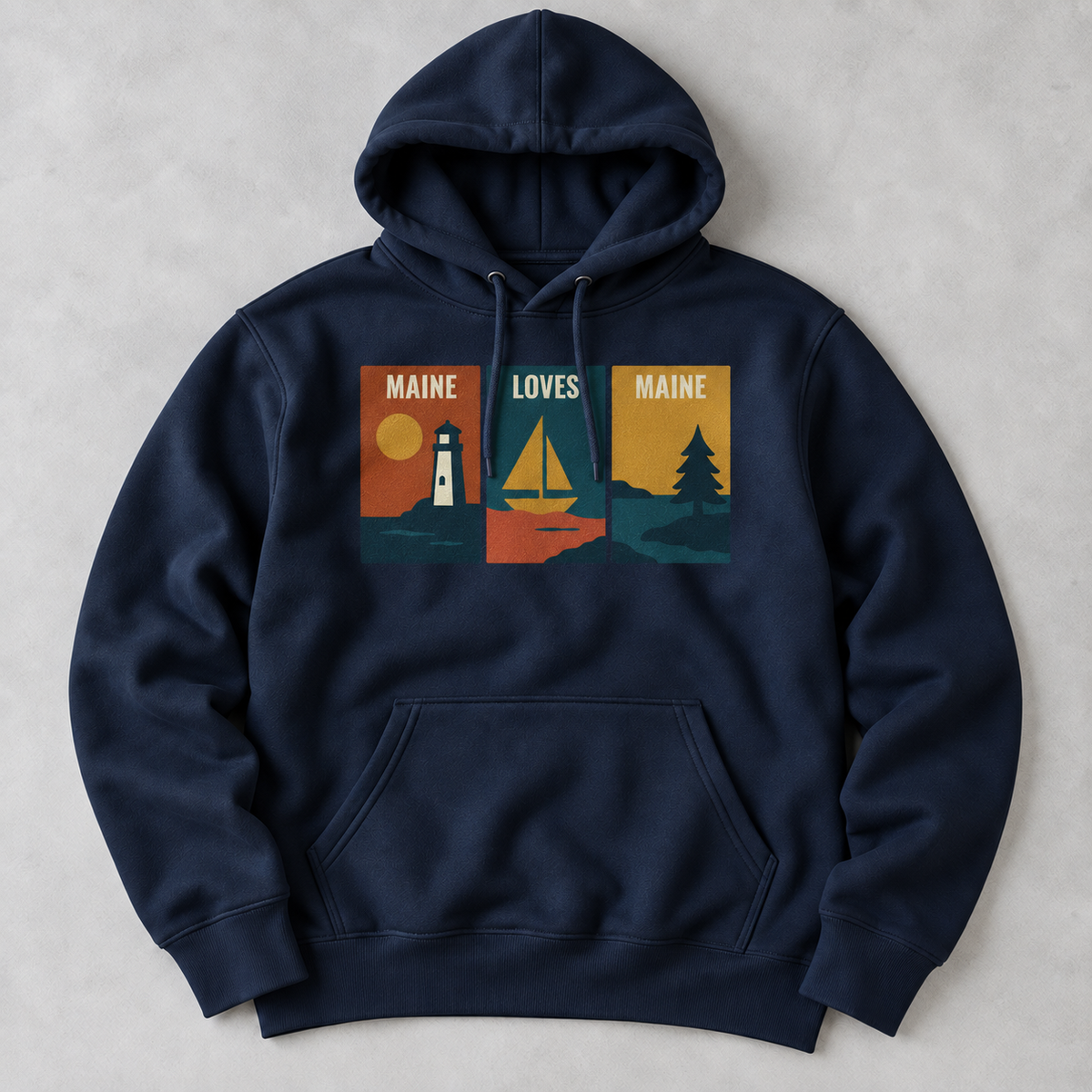 Windowpanes on the Water Hoodie in Navy product flat lay