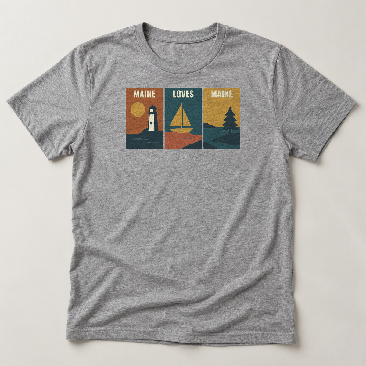 Windowpanes on the Water Tee in Premium Heather product flat lay
