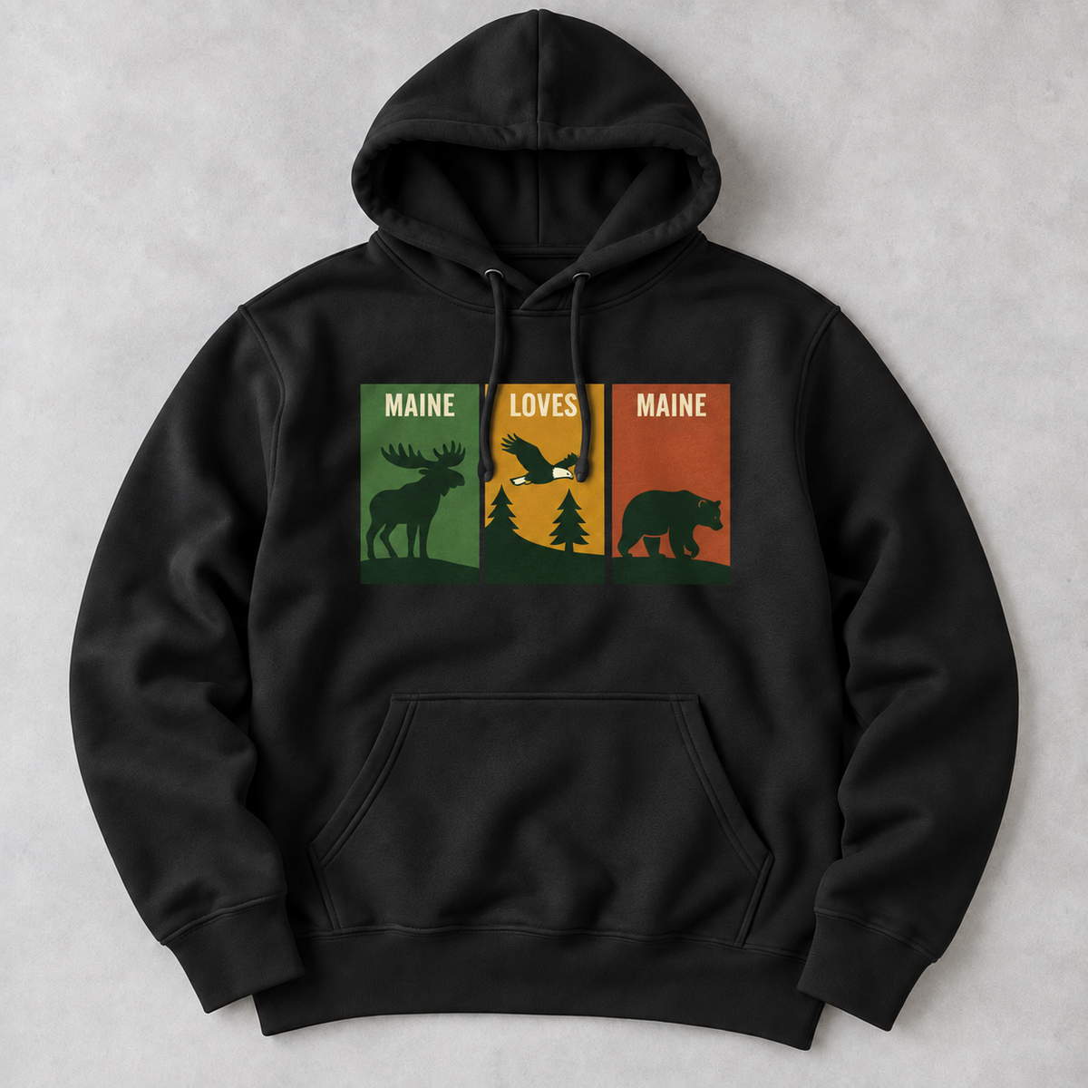 Windowpanes of Wildlife Hoodie in black product flat lay