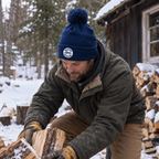 The Après Beanie in Navy, approved lifestyle image