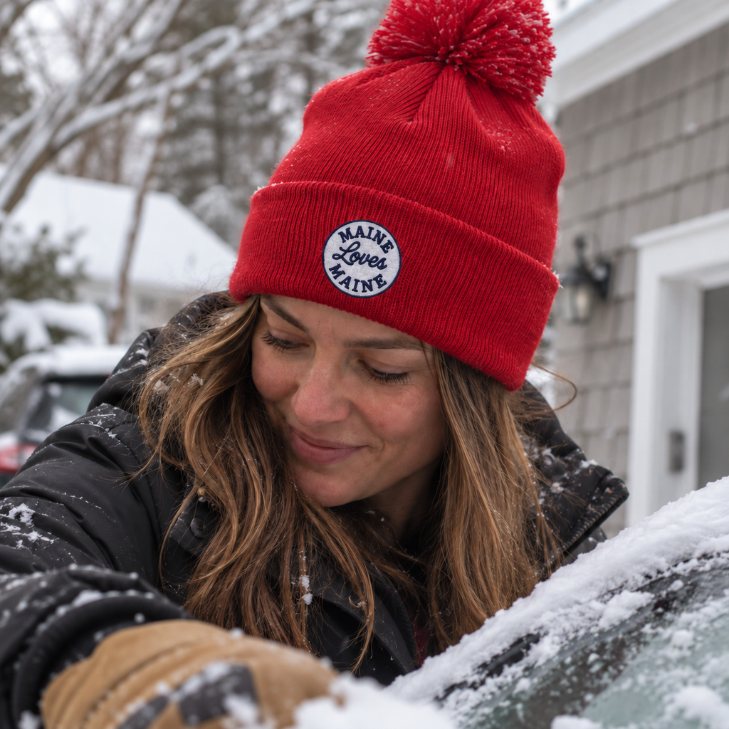 The Après Beanie in Red, approved lifestyle image