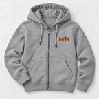 Gray Ember Zip Hoodie with rust Maine Loves Maine monogram