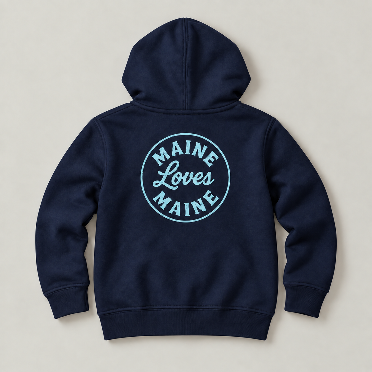 Navy Ember Zip Hoodie with Ocean Spray Maine Loves Maine back logo