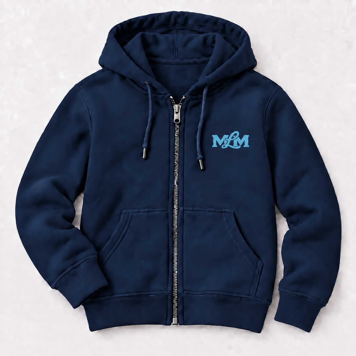 Navy Ember Zip Hoodie with Ocean Spray Maine Loves Maine monogram